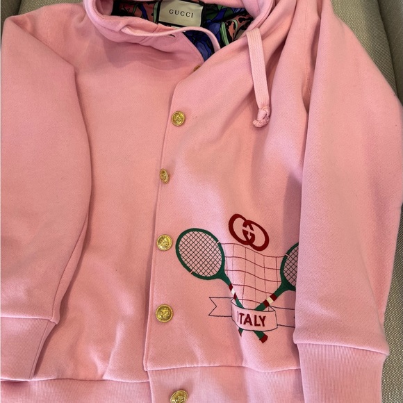 Pink Gucci tennis logo zip up hoodie - Picture 3 of 11